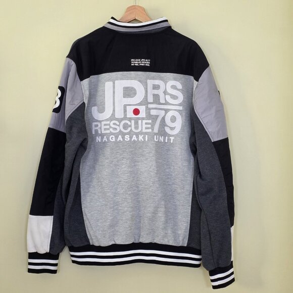 Iro Ochi Jacket Mens 3X Gray Black LS Zip Patch Embroidery Japan Nagasaki Rescue - Picture 2 of 16